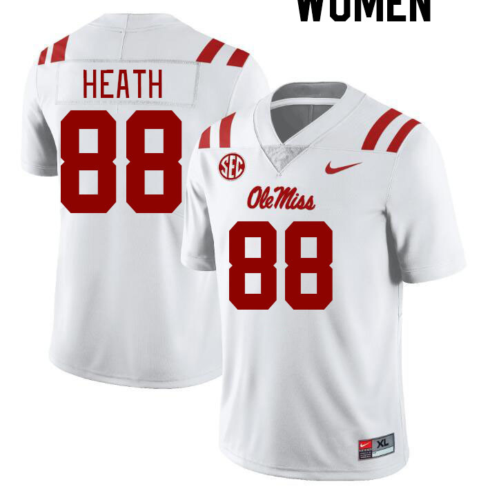 Women #88 Kyirin Heath Ole Miss Rebels College Football Jerseyes Stitched Sale-White